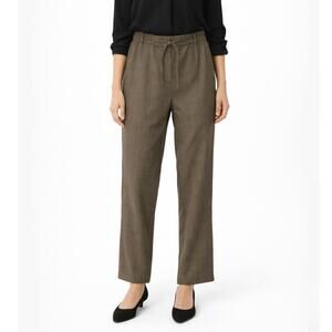 J.Jill Brown Houndstooth Trousers High Rise Wide Leg Plaid Pants Medium NWT